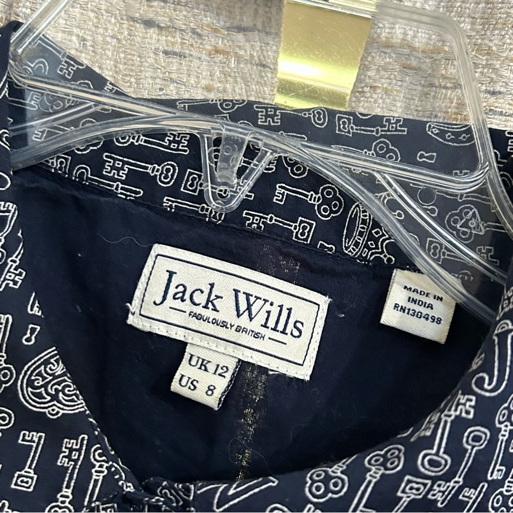 Jack Wills Fabulously British Key Print Sleeveless Dress - 8 - Picture 3 of 9